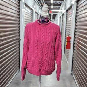 Riley & Rae Size XL Crew Neck Pink Cable-Knit‎ Heavy Sweater